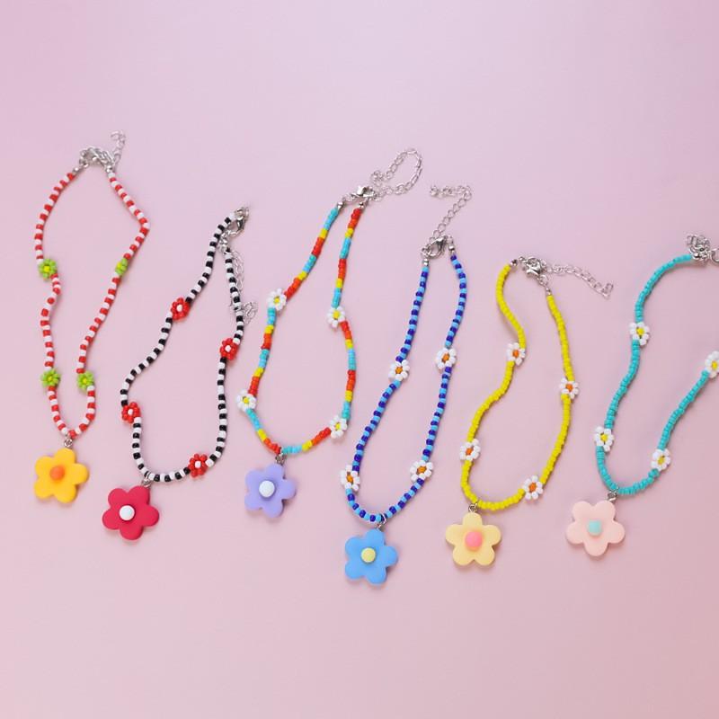 Pet Collar Cats Dogs Floral Beaded Handmade Charm Adjustable Safety Buckle Necklace Small Medium Pets