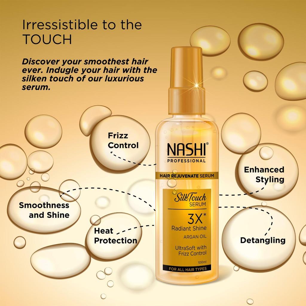 Nashi Professional Siero Ringiovanente per Capelli 100ml Olio di Argan per Controllo dell'effetto crespo Capelli Lisci e Setosi