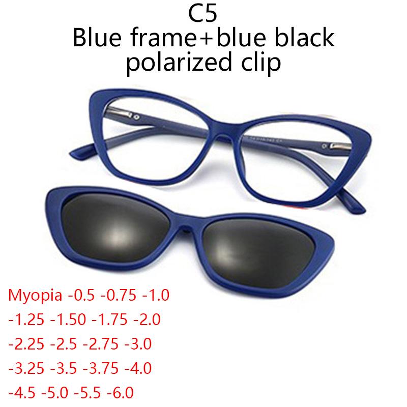 

New Myopia Cat-Eye Sunglasses - PC Trendy Large-Frame Eyeglass Frame With Colorful Inserts Retro Plain Lenses 0
