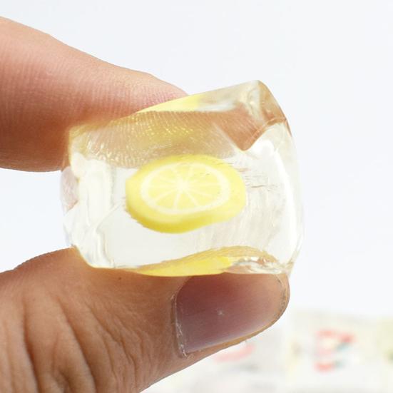 15Pcs Fruit Ice Cube Squeeze Toy Stress Relief Clear Cube Sensory Toy Soft Stretchy Transparent Cube Hand Relaxation Toy Party