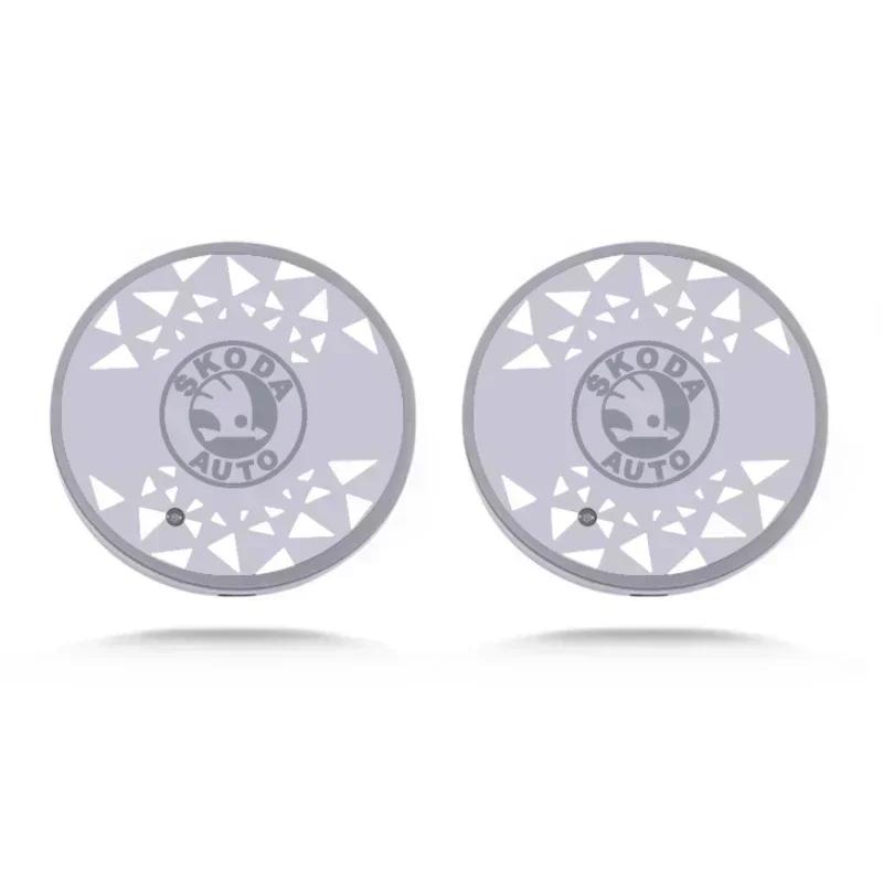 EMIW1 7 Colors LED Car Drinks Holder Water Logo Cupmat Coaster for SKODA Superb Kamiq Octavia A5 Fabia Rapid Yeti Kodiak Accessories