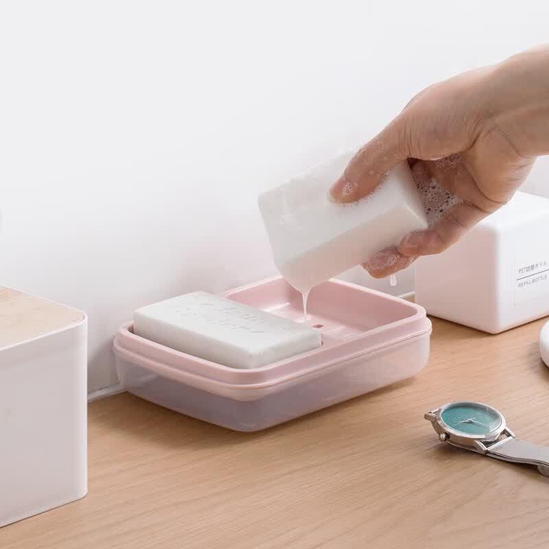 Chahua Double Grid Waterproof Soap Box Set with Lid and Drainer