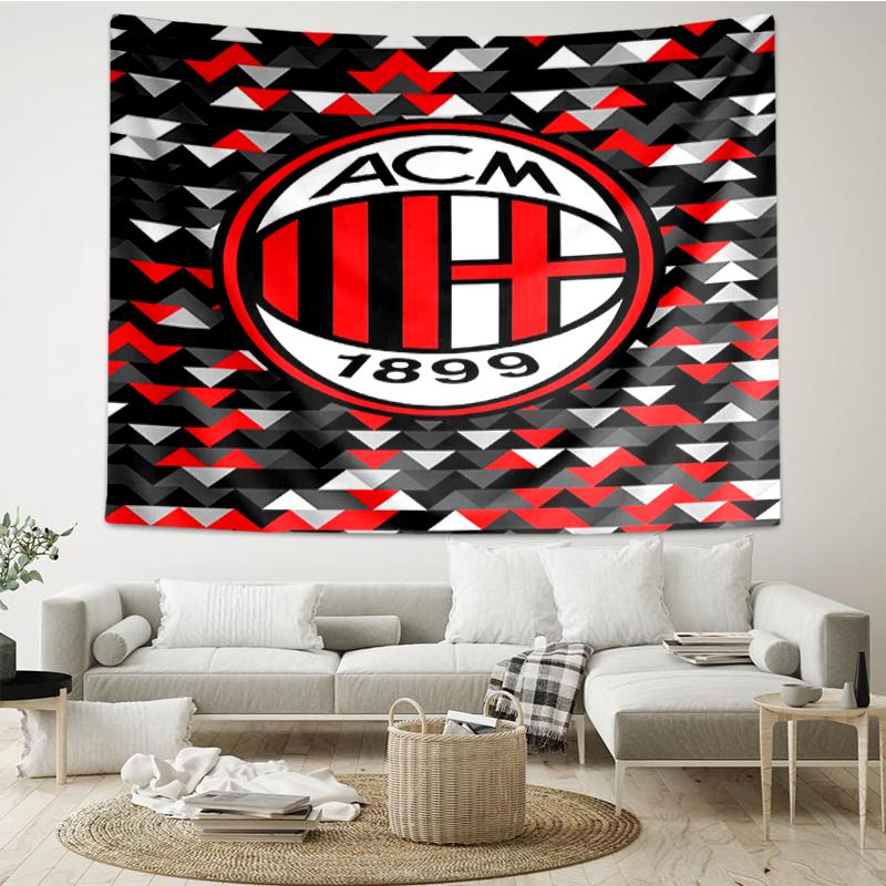 AC Milan Print Tapestry, Backdrop, Easy Setup, Ideal for Bedroom, Office & Living Room, with Aesthetic Wall Hanging Decor.