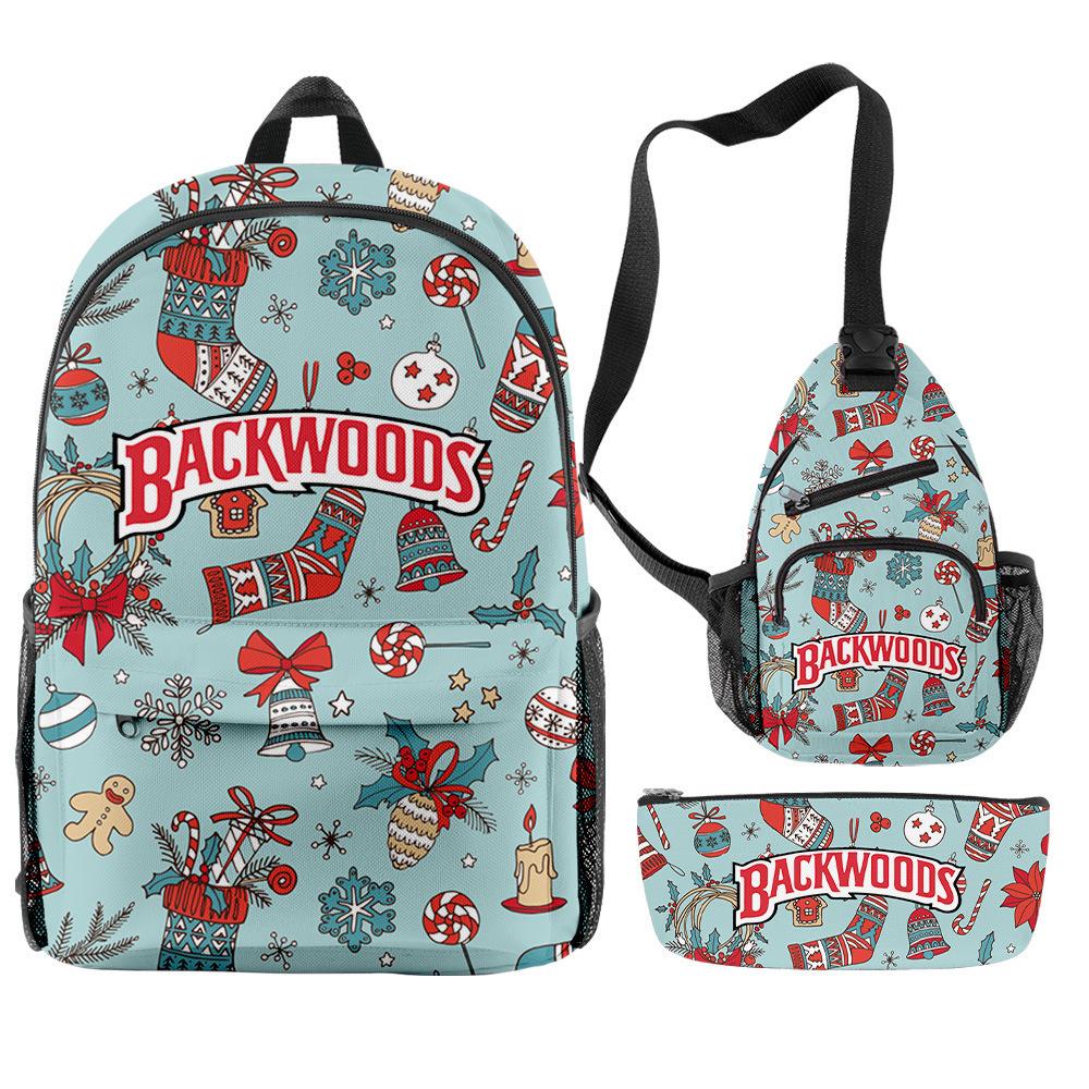 Christmas Backpack Backwoods Cigar Star Backpack Peripheral Set Backpack Satchel Pencil Case Set