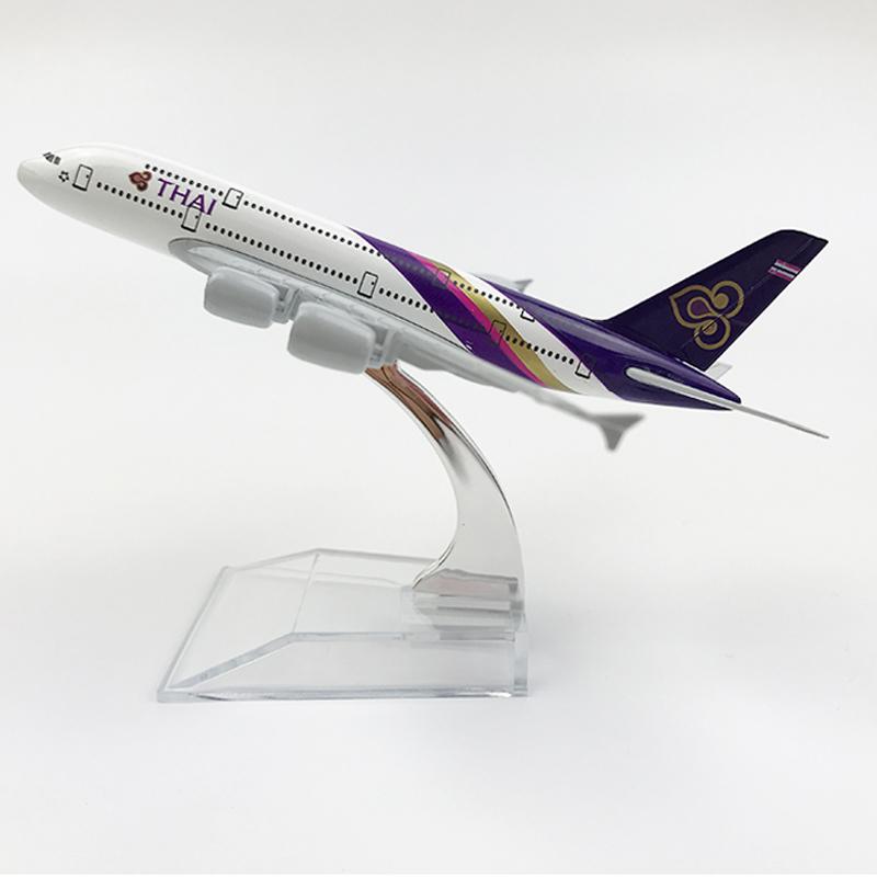 Maßstab 1/400 16cm Thai Airways Airbus A380 Airways Flugzeugmodell Flugzeug Diecast Metallflugzeuge