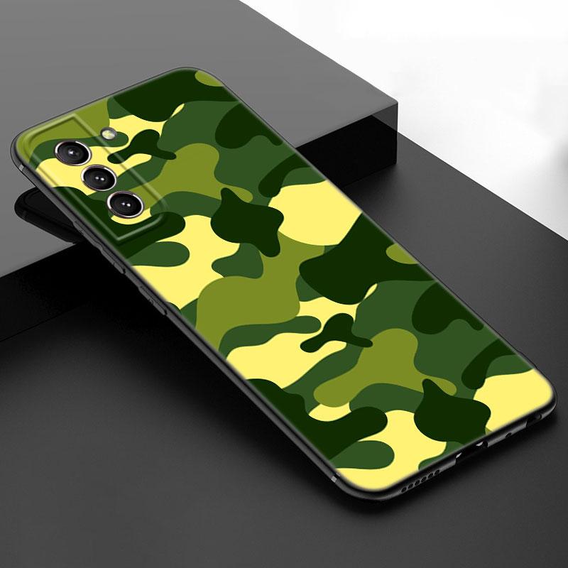 Camouflage Camo Army Black Silicone Phone Case For Samsung Galaxy S23 S21 S20 FE S24 S22 Ultra S10E S10 S9 S8 Plus