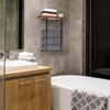 Wall-Mounted Metal Towel Rack with Wood Shelf