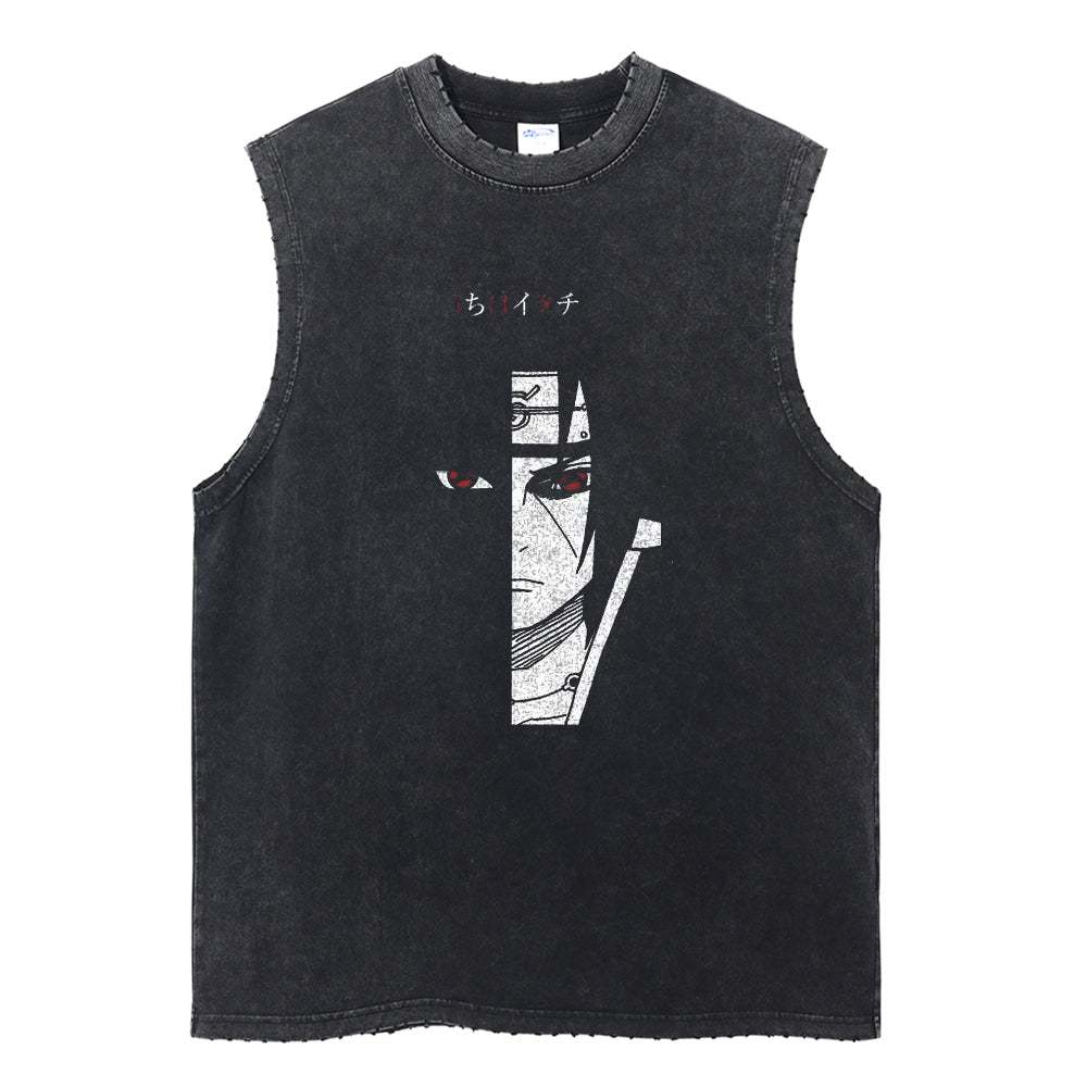 Summer Anime Print Vintage Washed Vest for Street Casual Trendy Sleeveless Summer Selling Loose Fit Unisex Harajuku Y2K