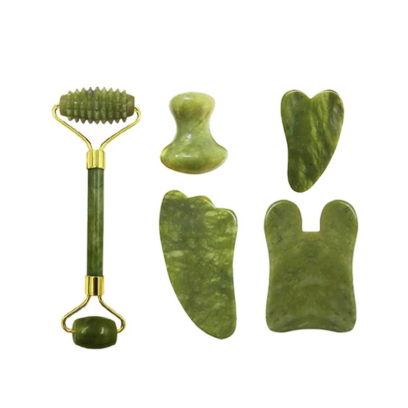 Natural Xiuyu Jade Massager Eye Mask And Roller Gua Sha Set Gouache Scraper Facial Lifting Anti-Aging Massage Beauty Care Tools