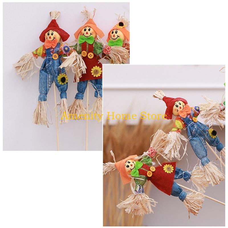 F26C Halloween Scarecrow Decoration Standing Scarecrow Decorations for Garden Home School Yard Porch Thanksgiving Decorations