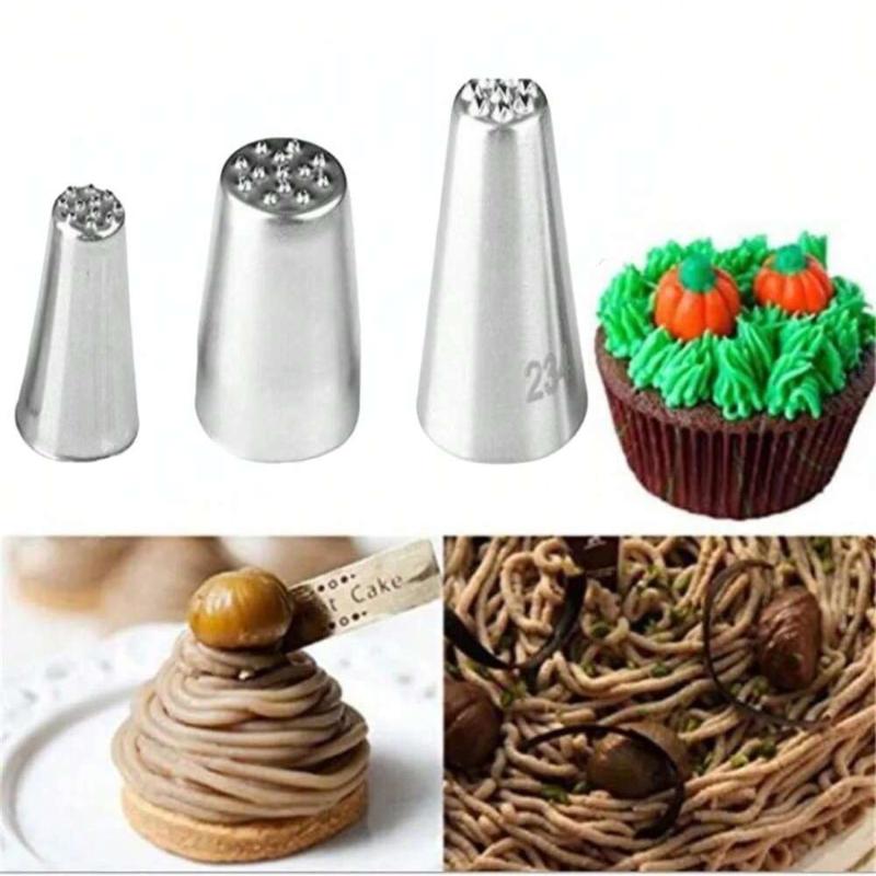 3 Pezzi Acciaio Inossidabile Bocchette per Ghiaccia Reale a Forma di Erba Piccola Bocca Decorativa per Pasticceria Decorazione Torta Essenziale per la Cottura