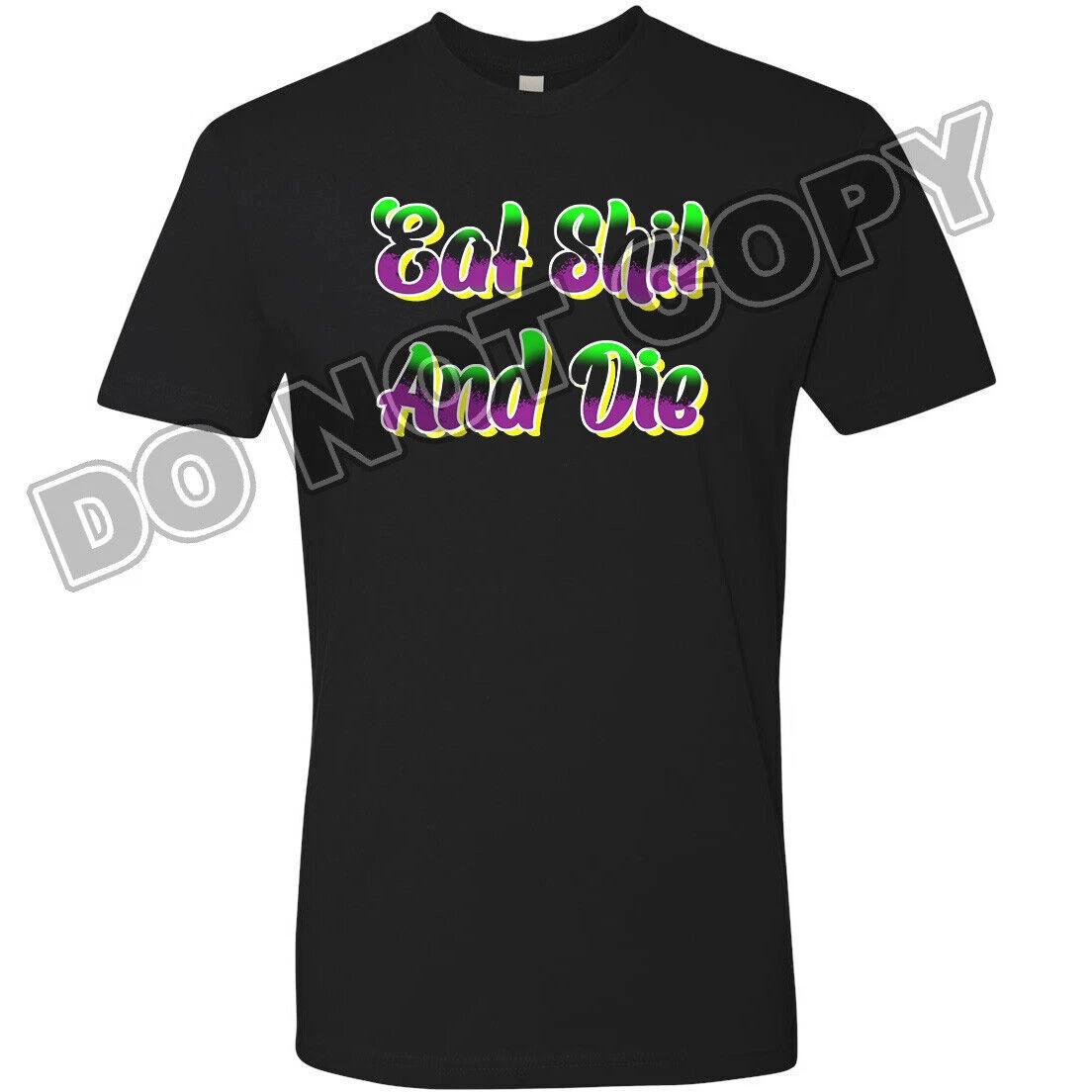 Men s T-shirt Novelty Groovy Retro Design 70 s Eat Sh*t And Die Monster Green M