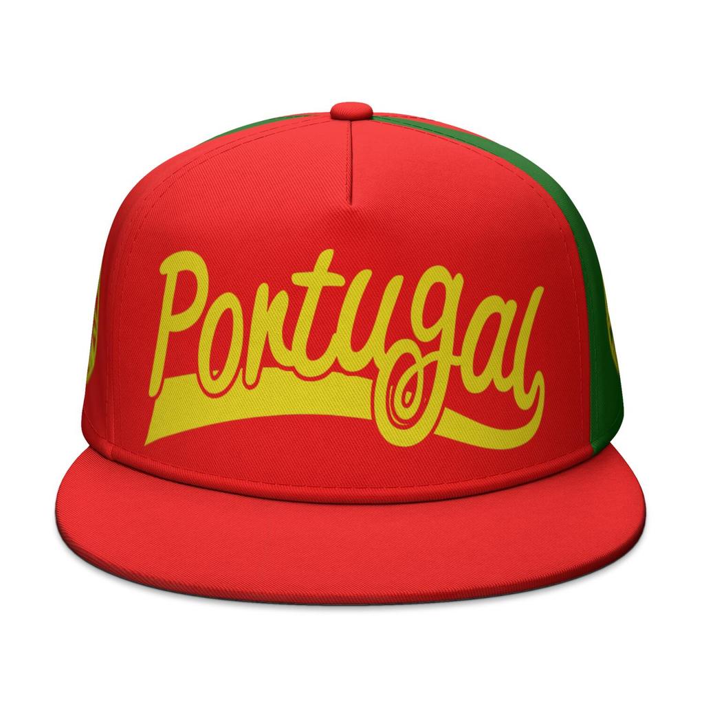 Portugal Free Custom Name Number Logo Flat Brimmed Cap Nation Flag Pt Portuguese Country College Print Photo Hip-hop Hat