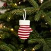Winter Home Ornament Mini Knitted Christmas Mitten Ornaments, Xmas Glove Hanging Decor, Festive Tableware Flatware Decoration Holders, Knit