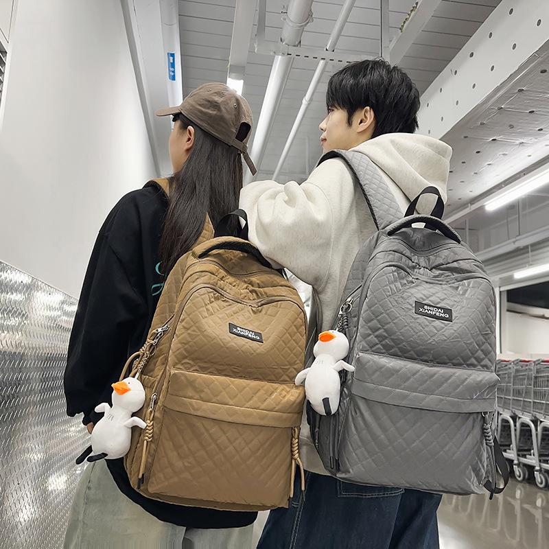 Schoolbag trendy brand schoolbag men's large-capacity high school students' cotton clothes rhombus backpack college students' thickened computer