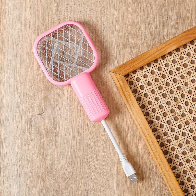 

Electric Mosquito Swatter Mini Insect Racket Uv Light Electric Shock Summer Fly Swatters Rechargeable Outdoor Fly Bug Zapper розовый
