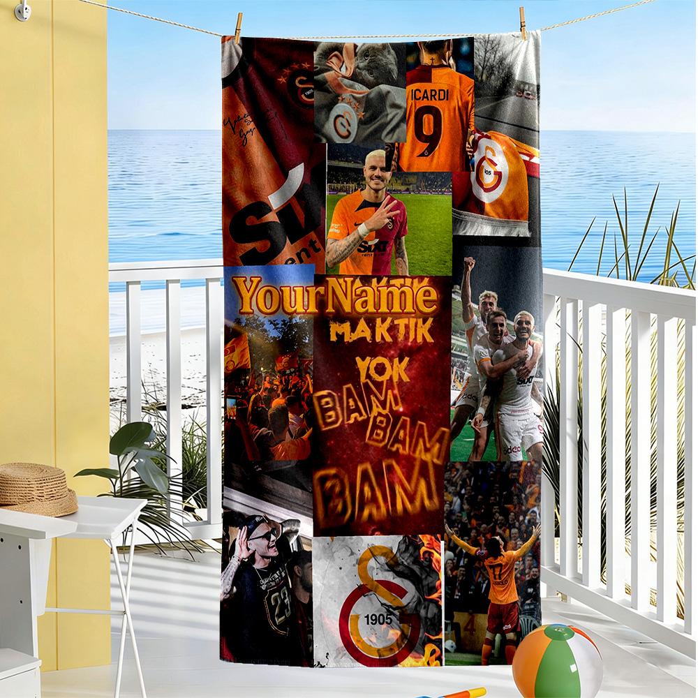 Galatasaray Customize Your Name Beach Towel High Absorbency & Quick-Dry Portable for SwimmingBeachCamping Travel Beach AccessoriesGym