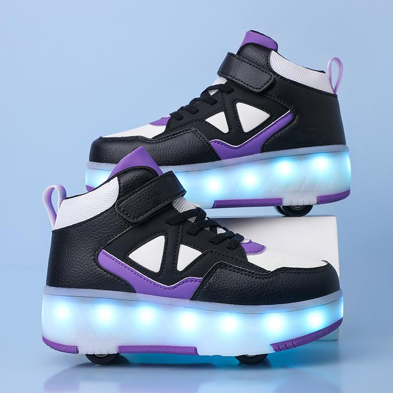 Scarpe da Ginnastica Luminose a 4 Ruote per Bambini Scarpe con Ruote a Pattino a LED Scarpe LED per Bambini Ragazzi Ragazze Ricarica USB Regali Nuove Fresche