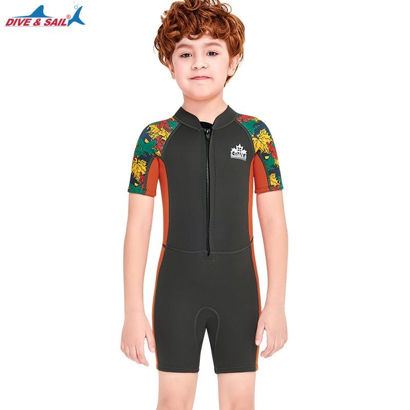 Kids 2.5mm Neoprene Wetsuit Short Sleeve Full Body Dive Swim Suit Swimming Snorkeling Water Sports