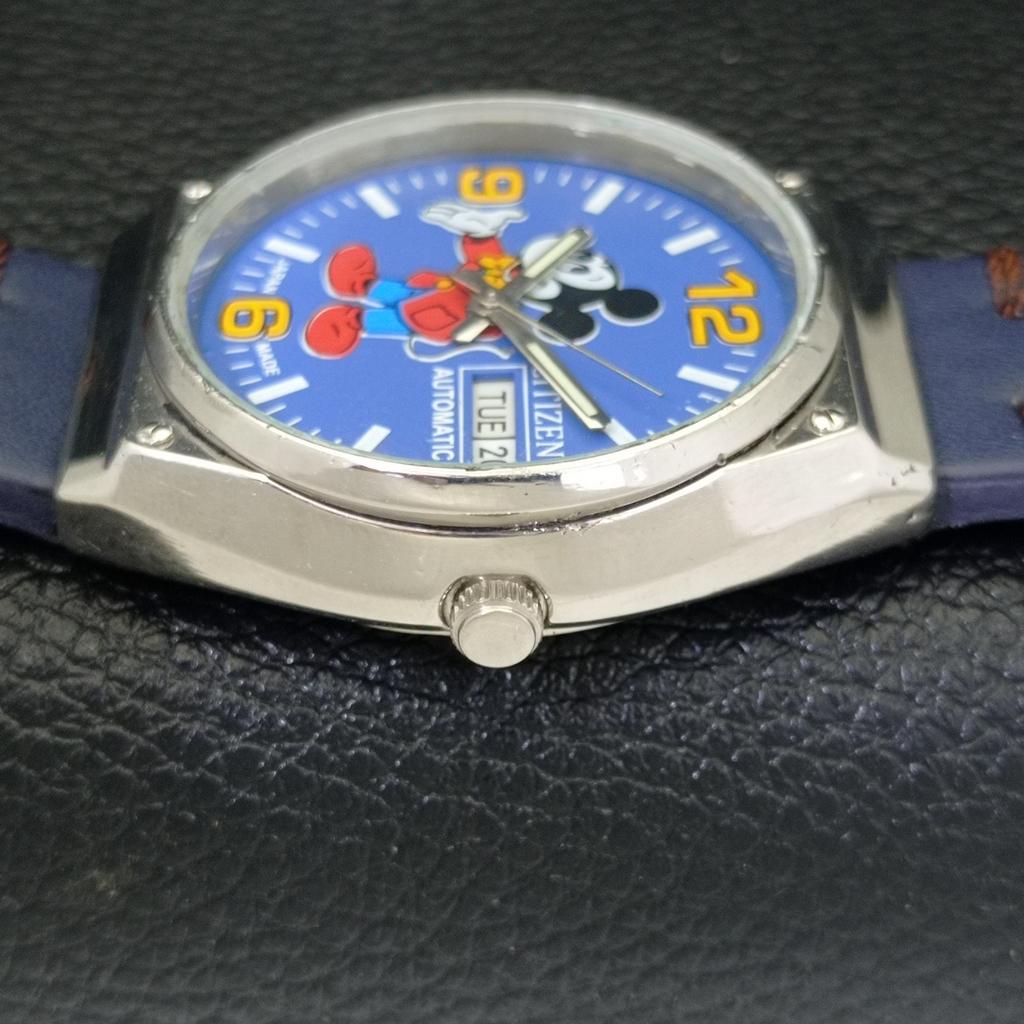 Citizen AUTOMATIC 8200 VINTAGE JAPAN MENS BLUE COLOR DIAL WATCH A500318-2 R151b-a500318