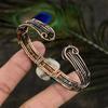 Natural Caribbean Larimar Gemstone Copper Wire Wrap Cuff Bangle Adjustable L9i21