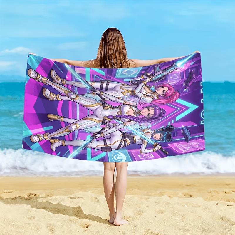 K-POP Girlgroup Future Warrior Gear Cyberpunk Strandtuch, Ultrafeine Mikrofaser, Übergroßes Schnelltrocknendes Sandfreies Handtuch für den Strand