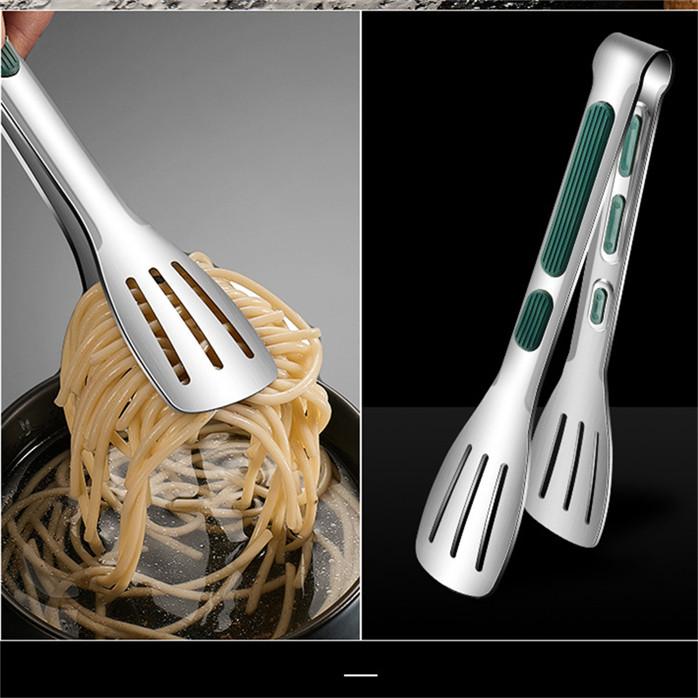 Stainless Steel Food Tongs with Silicone Handle Non-Slip BBQ Grill Clamp Cooking Buffet Kitchen Tools