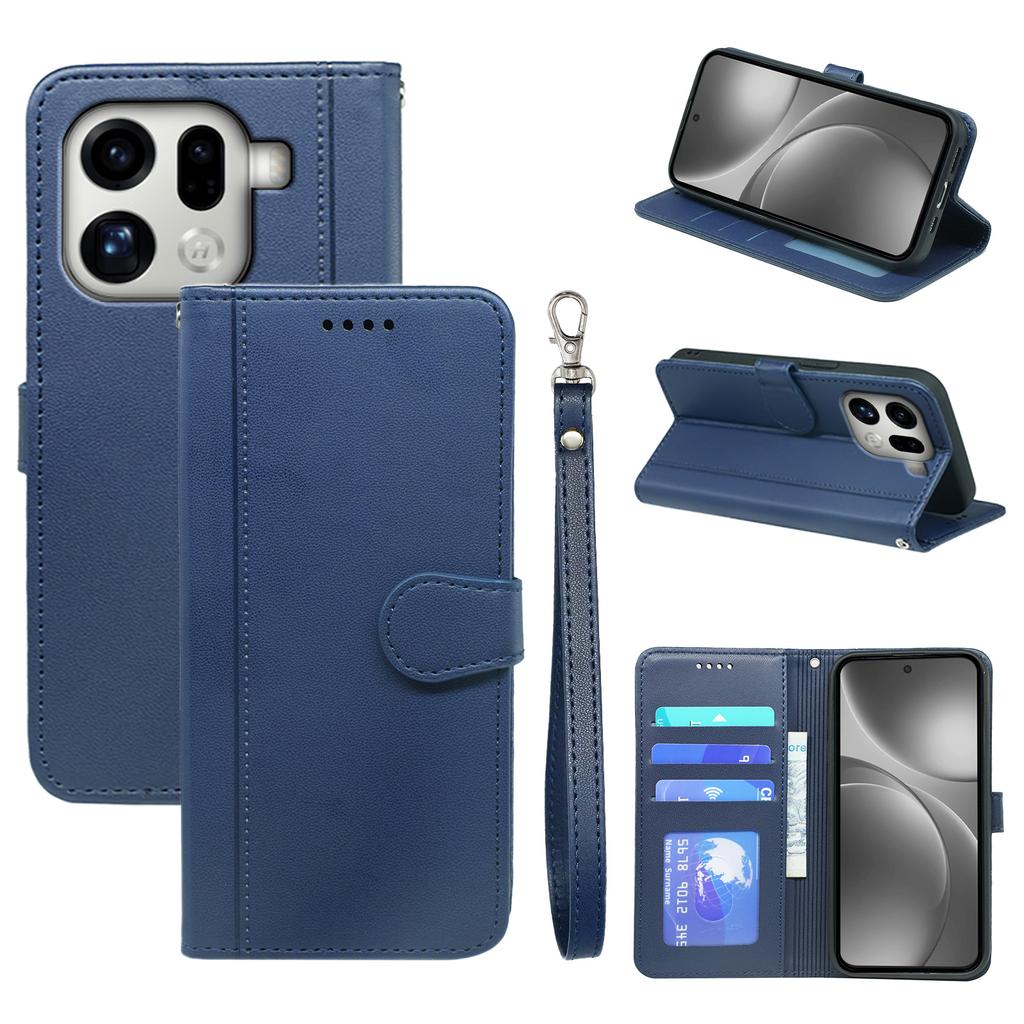 Etui Portfelowe z Magnetycznym Zapięciem i Paskiem na Telefon Skórzane do Oppo Find X9 Pro 5G