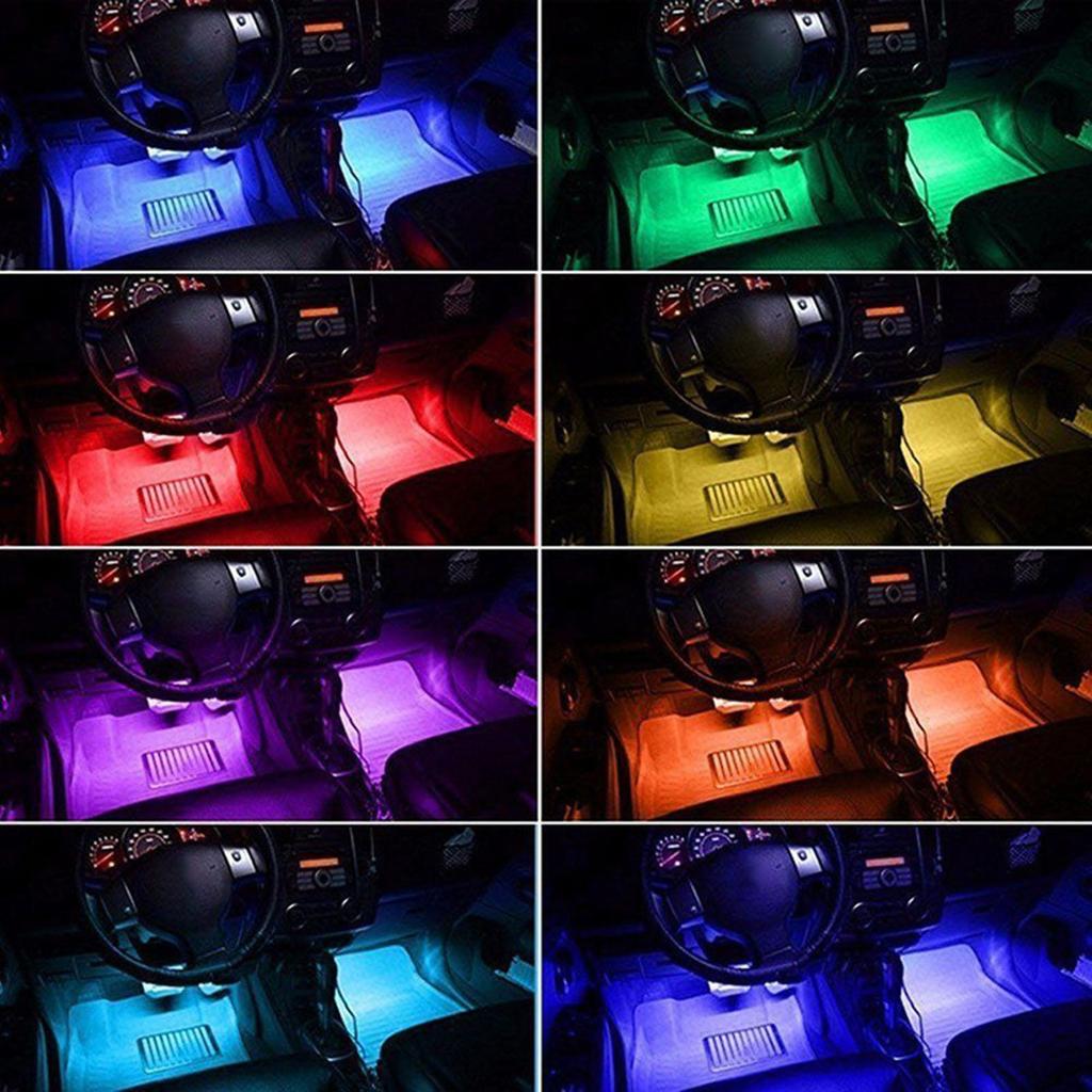 Universal LED Interior Car Light Strip Remote Control 36 Beads Decorative Car Floor Light Strip Cigarette