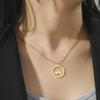 Ring Mountain Pendant Necklace Stainless Steel Men's and Women's Retro Geometric Ethnic Necklace Couple Party Jewelry Gift
