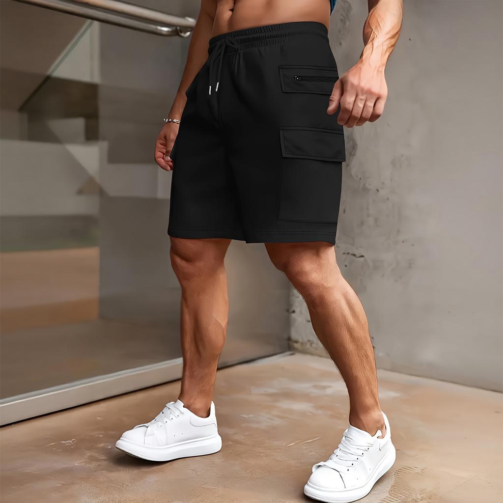 Cargo Shorts For Men Elastic Waist Hiking Work Shorts Outdoor Golf Jogger Running Shorts Zipper Pockets