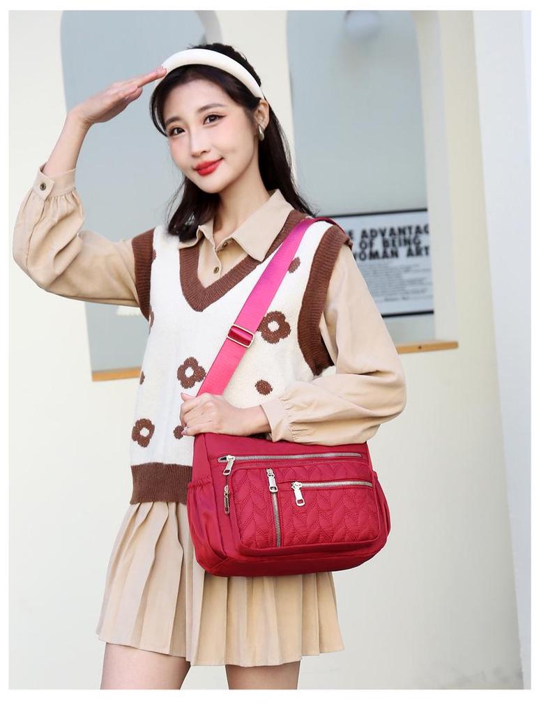 Damen Single Shoulder Crossbody Tasche - Große Kapazität Nylon Canvas mit Mehreren Fächern für Mütter