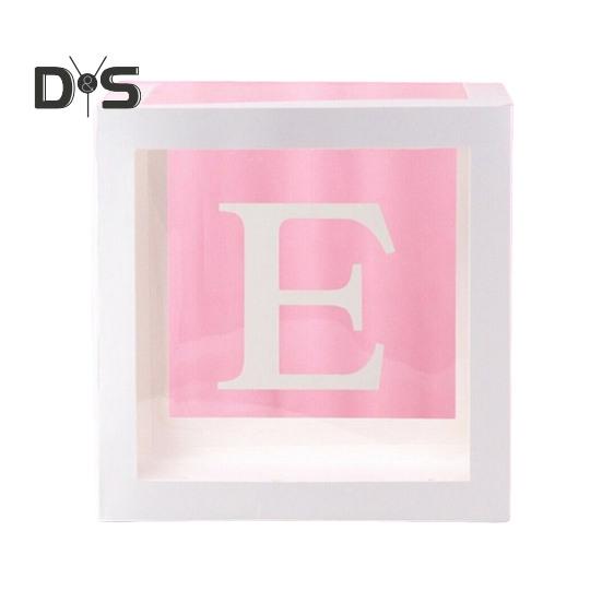 Balloon Box Reusable Clear Paper Box with Letter Stackable DIY Assembly 25 X 25cm Cube Box for Graduation Wedding Birthday Party Decor