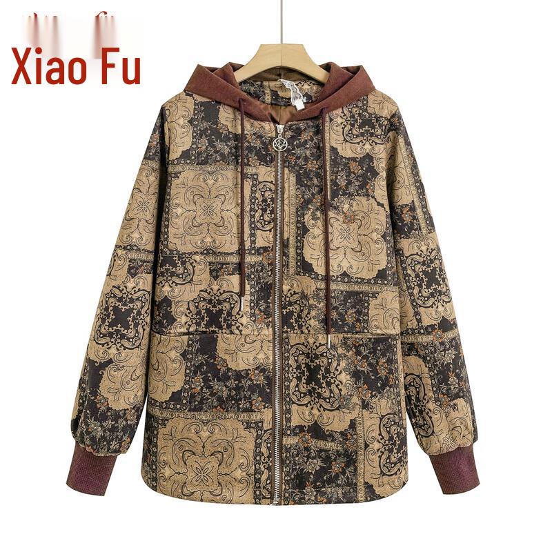 Xiaofu Mid-Aged Women s Fashion Hooded Jacket 2XL