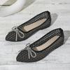 Fashion Rimocy Sexy Black Mesh Women Flat Shoes 2025 Spring Summer Lace Up Bow Soft Sole Office Shoes Light Breathable Point Toe Sandals