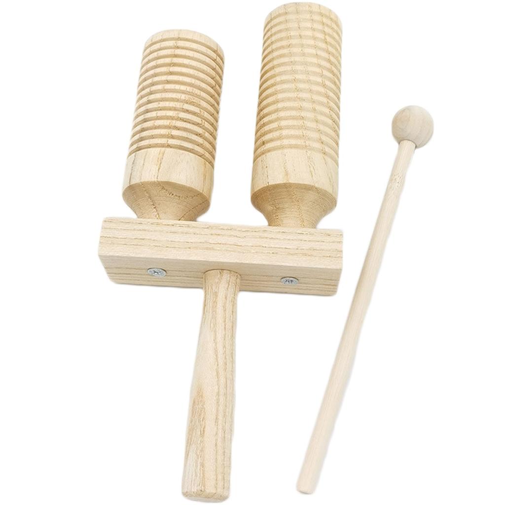 Silver & Style Guiro Wood Block Agogobel Ethnic Percussion Instrument for Kids (Includes A-Type Plectrum)