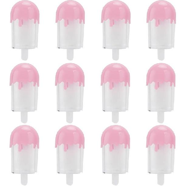 12Pcs Candy Jars,Ice Cream Shaped Candy Box Favor Box Container for Plastic Birthday Treat Container Wedding Party Supplies 4.3x2.0in (Pink) розовый