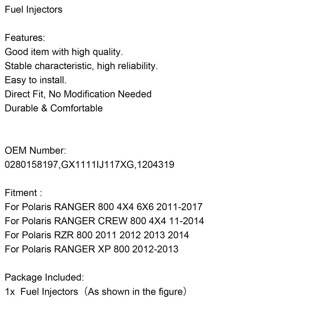 Kraftstoffeinspritzdüsen für Polaris Ranger XP 800 1204318 0280158197 GX1111IJ117XG 1204319