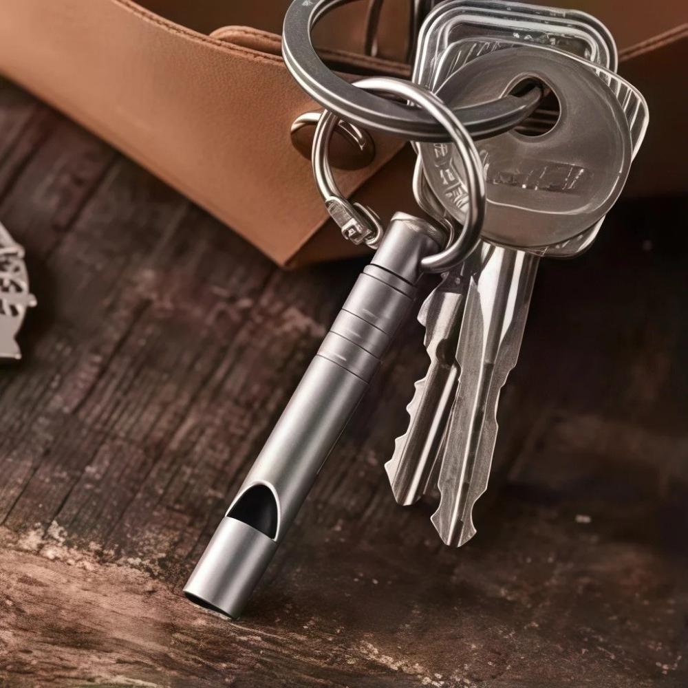 Titanium Emergency Whistle Loud Portable Keychain Necklace Whistle EDC Keyring for Emergency Survival Outdoor Hiking Camping