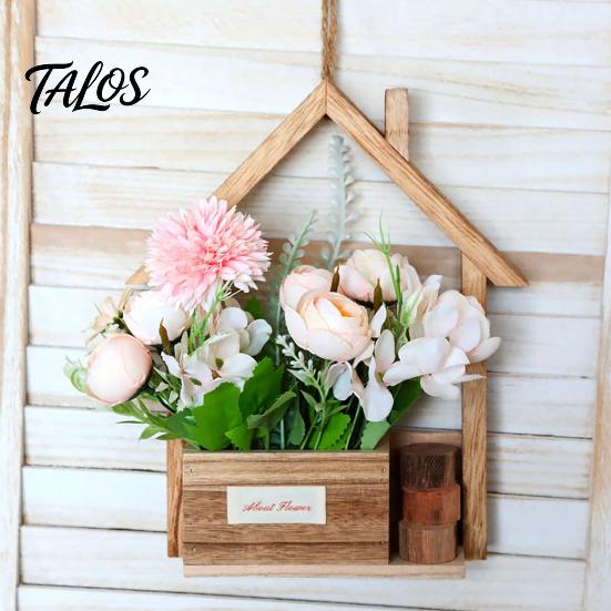 Wooden Wall Vase Planter, Creative Hanging Flower Pot Basket for Indoor Plants Mounted Planter Cafe Faux Flowers, Rustic Decor Living Room Balcony