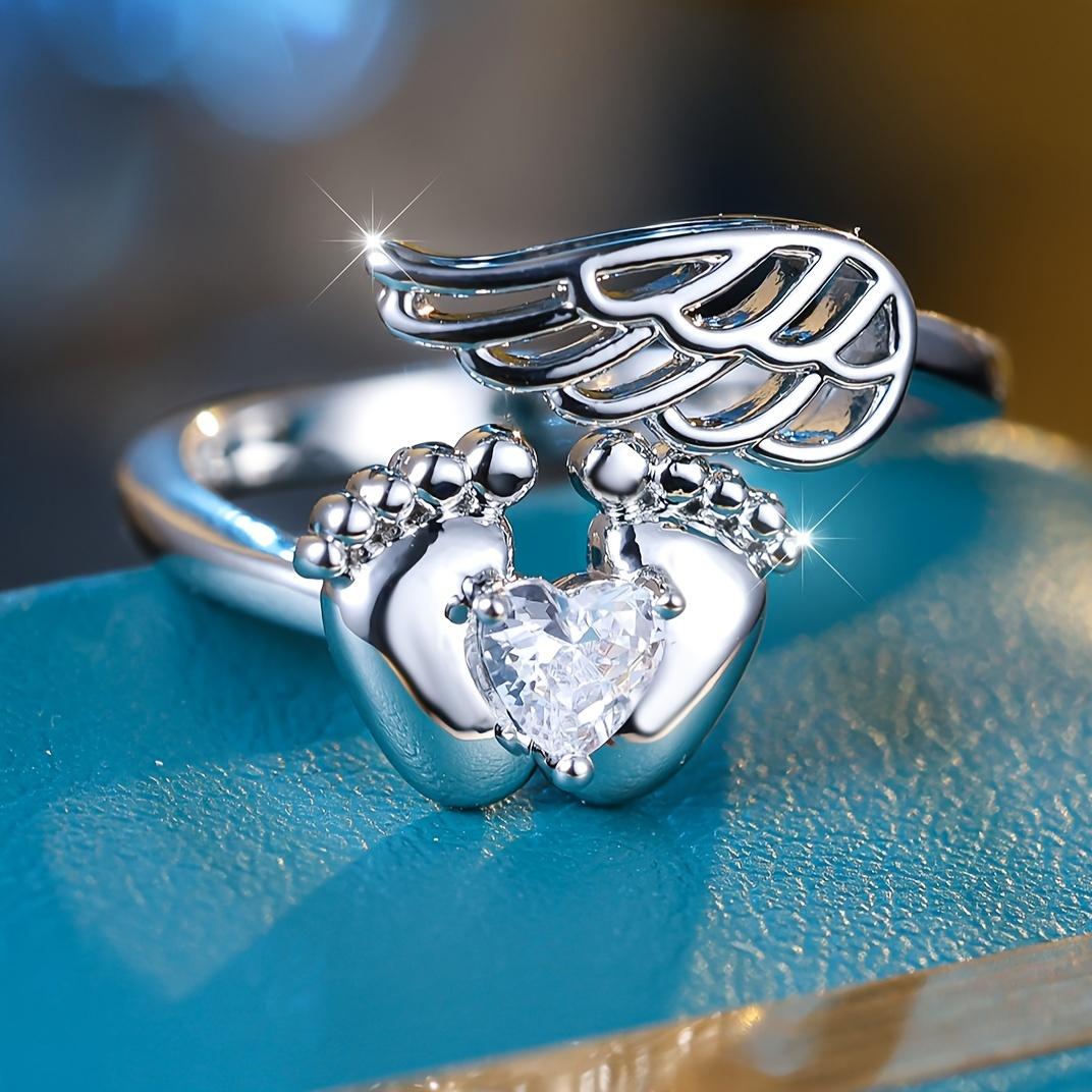 

Милое женское маленькое белое регулируемое кольцо с открытой шинкой Ангел Сердце Крыло Помолвочное Свадебное Ювелирное Изделие для Женщин resizable