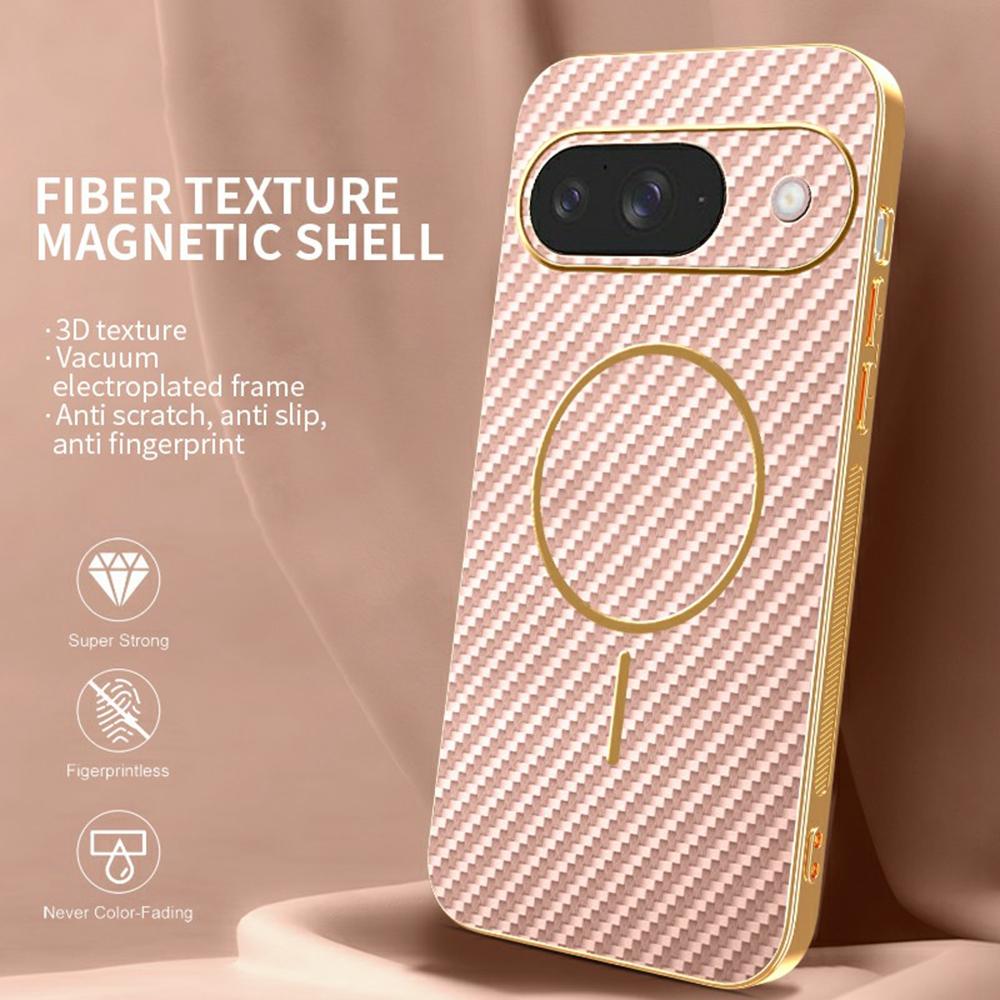 For Google Pixel 9 Phone Case Carbon Fiber Textured Electroplated TPU Back Cover