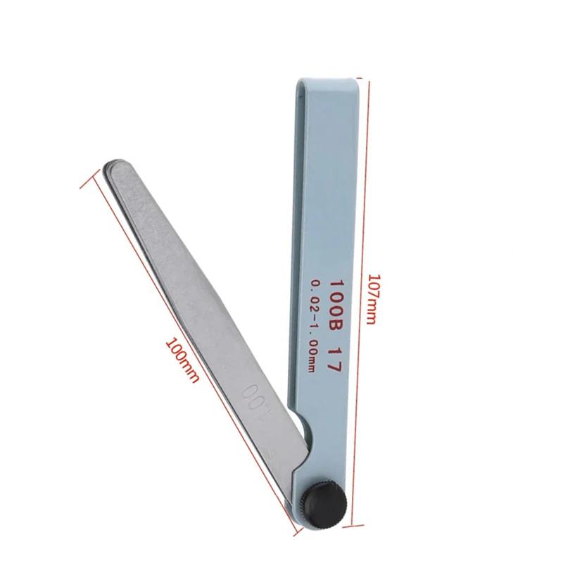 17 Blades Metric Feeler Gauge 0.02-1.00mm Engine Valve Adjustment Gap Filler Measurement Tool for Automotive Repair