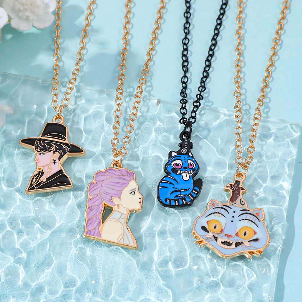 Girls Anime Kpop Demon Hunters Derpy Tiger Lumi Jinu Cartoon Character Pendant Necklace Fashion Hanging Jewelry Birthday Gift
