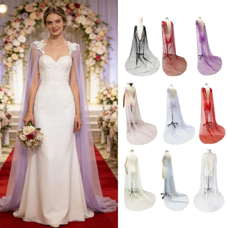 Delicato Scialle Staccabile Trasparente Lunghezza Cattedrale Accessorio Sposa Per Banchetti Ricevimenti