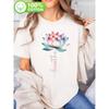T-Shirt mit Lotosblumen-Print, Kurzarm Rundhals Lässiges Oberteil für Sommer & Frühling, Damenbekleidung