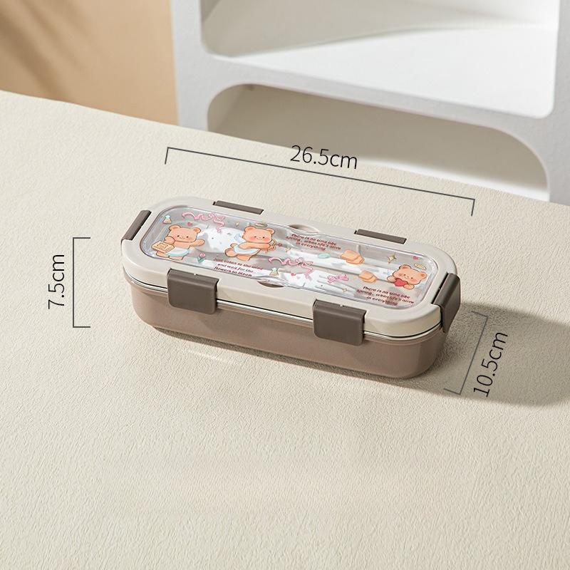Cartoon Lunch Box Safe Rectangle Shape 304 Stainless Steel Office Workers Compartment Rectangle Container Food Preservation
