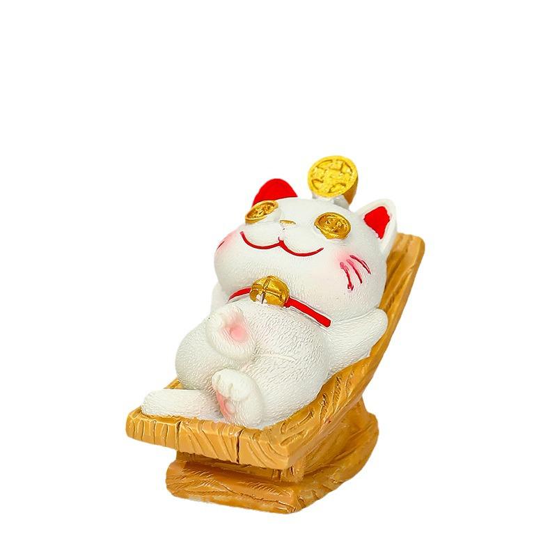 2025 Handmade Lucky Cat Ornament - Creative Cartoon Figure for Office Desk Decor and Cute Gifts