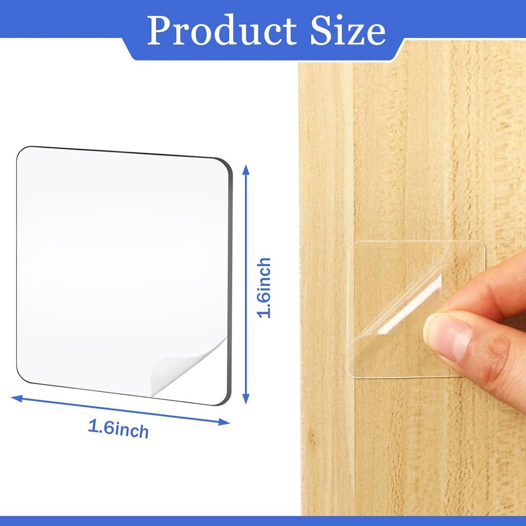 Double Sided Adhesive Pads for Mounting, 120 Pcs Clear Mounting Tapes Square Pre-Cut Strong Sticky Tack for Metals Papers Door Glass Wood Wall