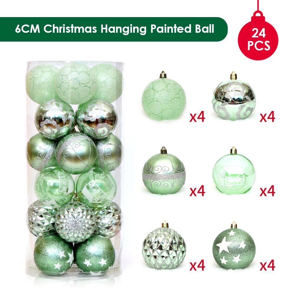 Christmas Hanging Ball Painted Ball 6cm 24PCS for Xmas Ornaments Christmas Tree Decoration Deco